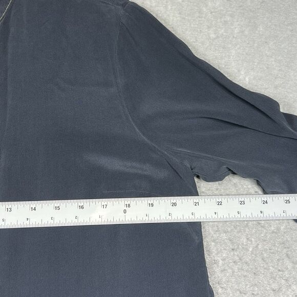 Peserico Silk Blend Tops Long Sleeve Beaded Trim - Gray Women’s 50 (Large) - Picture 5 of 13